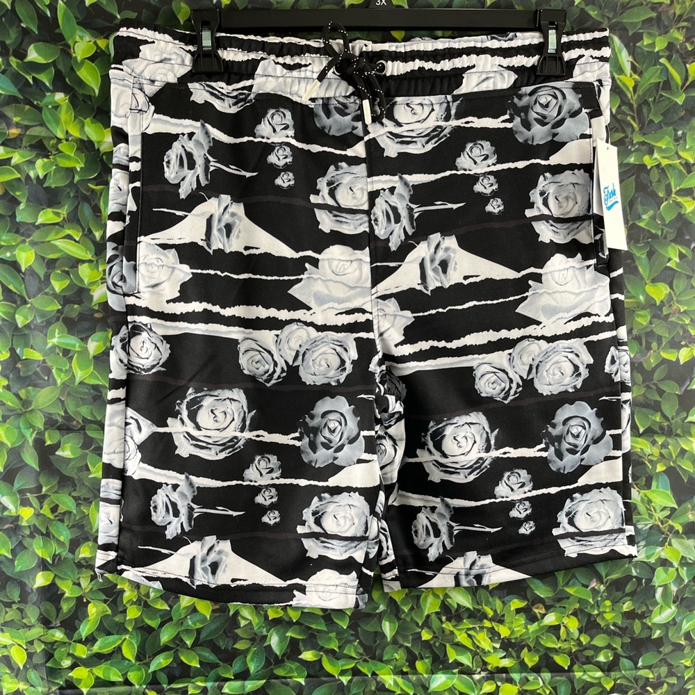Fresh Prints of Bel- Air Size:L  Mens Shorts Black/White Pockets